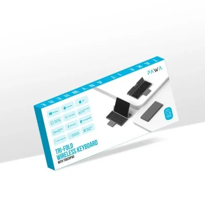 Pawa Tri-Fold Wireless Keyboard With Touchpad - Black